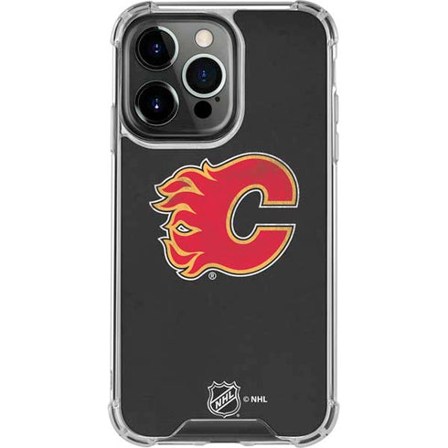 NHL Calgary Flames Distressed iPhone 15 Pro Clear Case